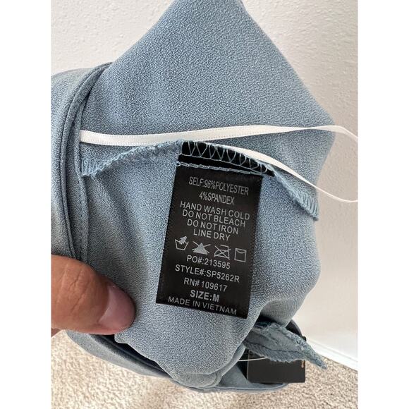 Shinestar Light Blue Pleated Wide Leg Trousers Pants NWT Size M - Picture 6 of 8